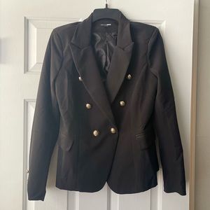 Fashion Nova L Black Blazer with gold buttons & shoulder pads